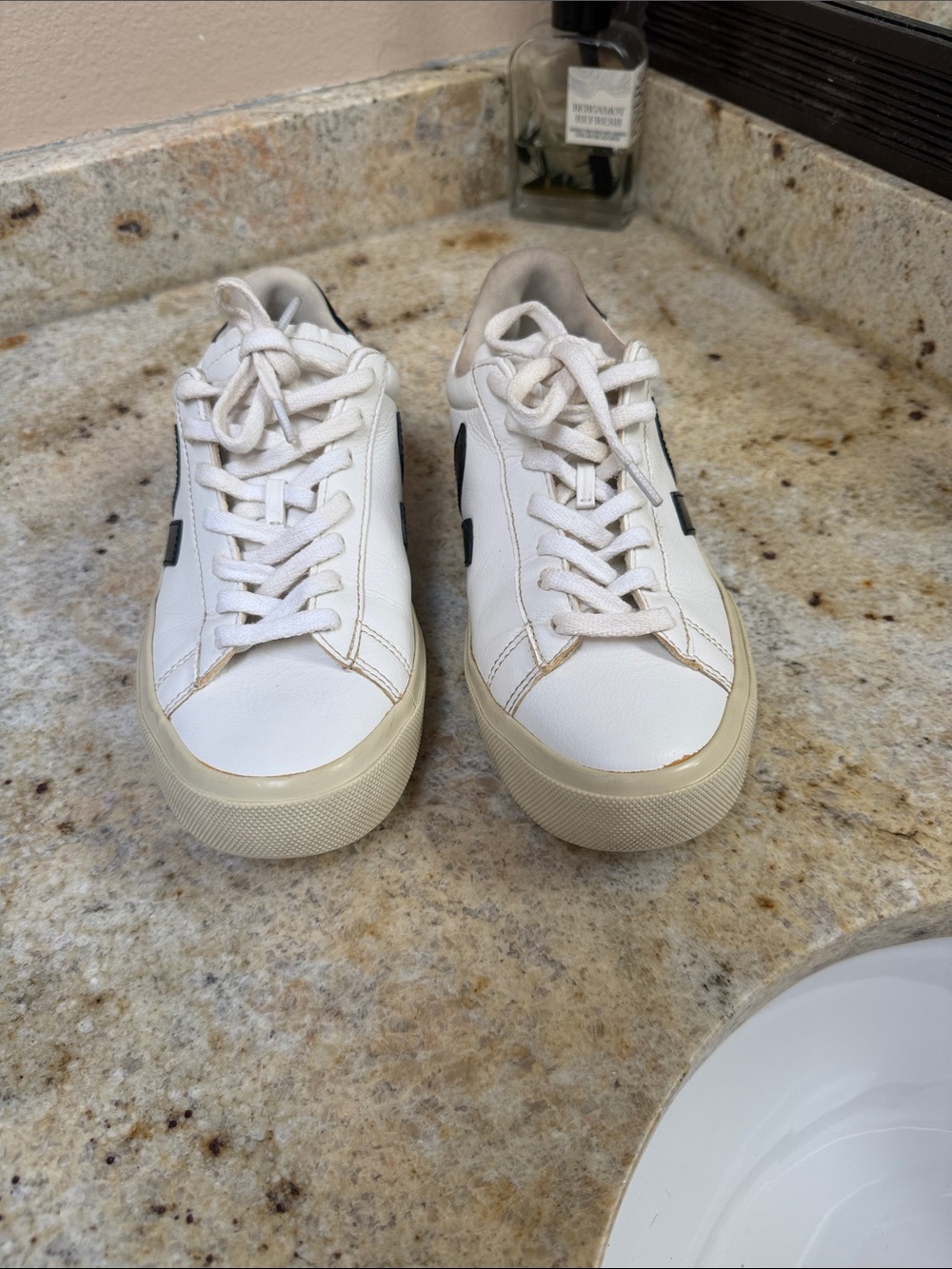 Veja Campo White Leather Sneakers with Black V Accent size 8 - 39 - Picture 3 of 10